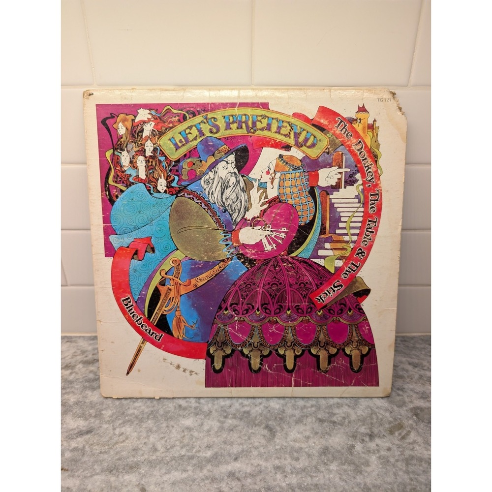 Vintage 1970 Let's Pretend Bluebeard Donkey Table Stick LP Record